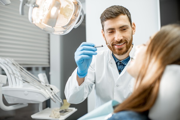 Dentist making dental examination